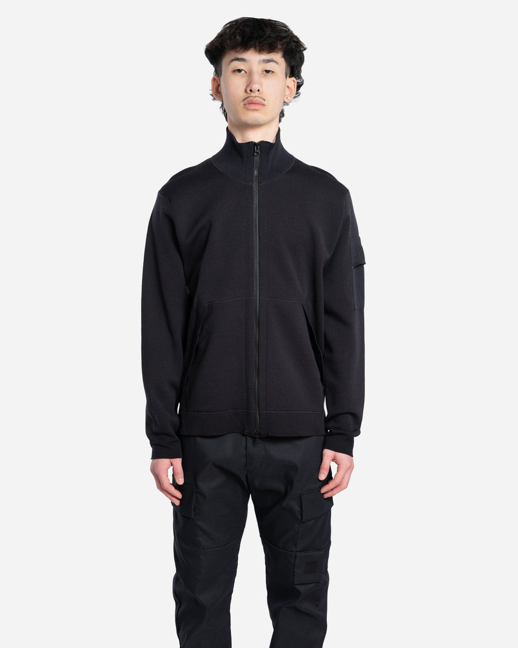 Cardigan Zippé en Double Nylon/Coton