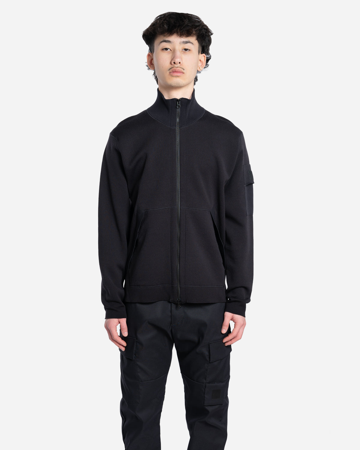 Cardigan Zippé en Double Nylon/Coton