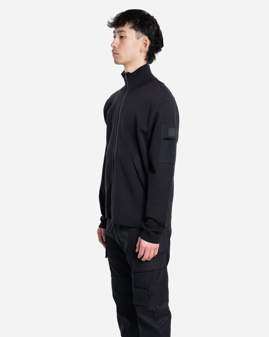 Cardigan Zippé en Double Nylon/Coton