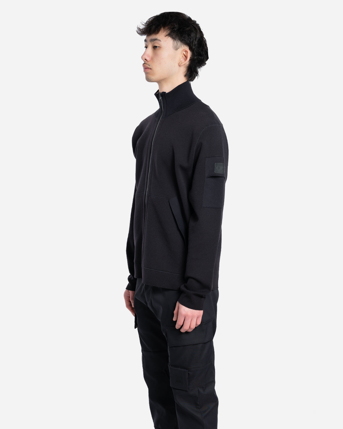 Cardigan Zippé en Double Nylon/Coton