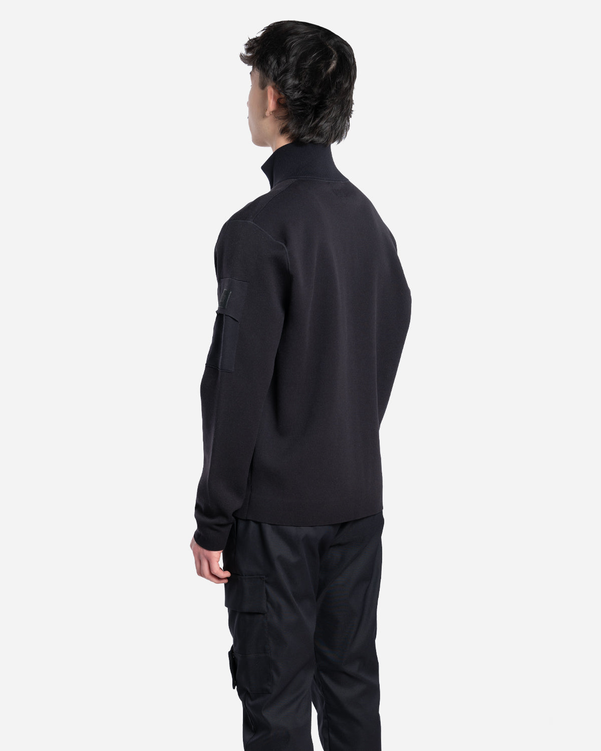 Cardigan Zippé en Double Nylon/Coton