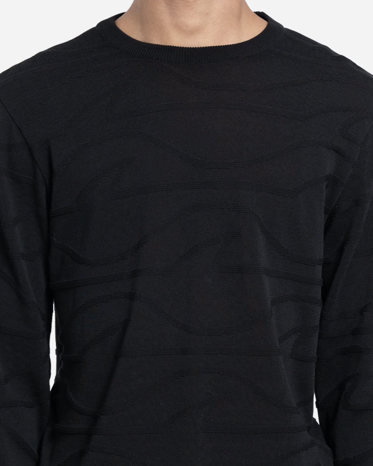 Pull Col Rond en Coton Motif Vagues