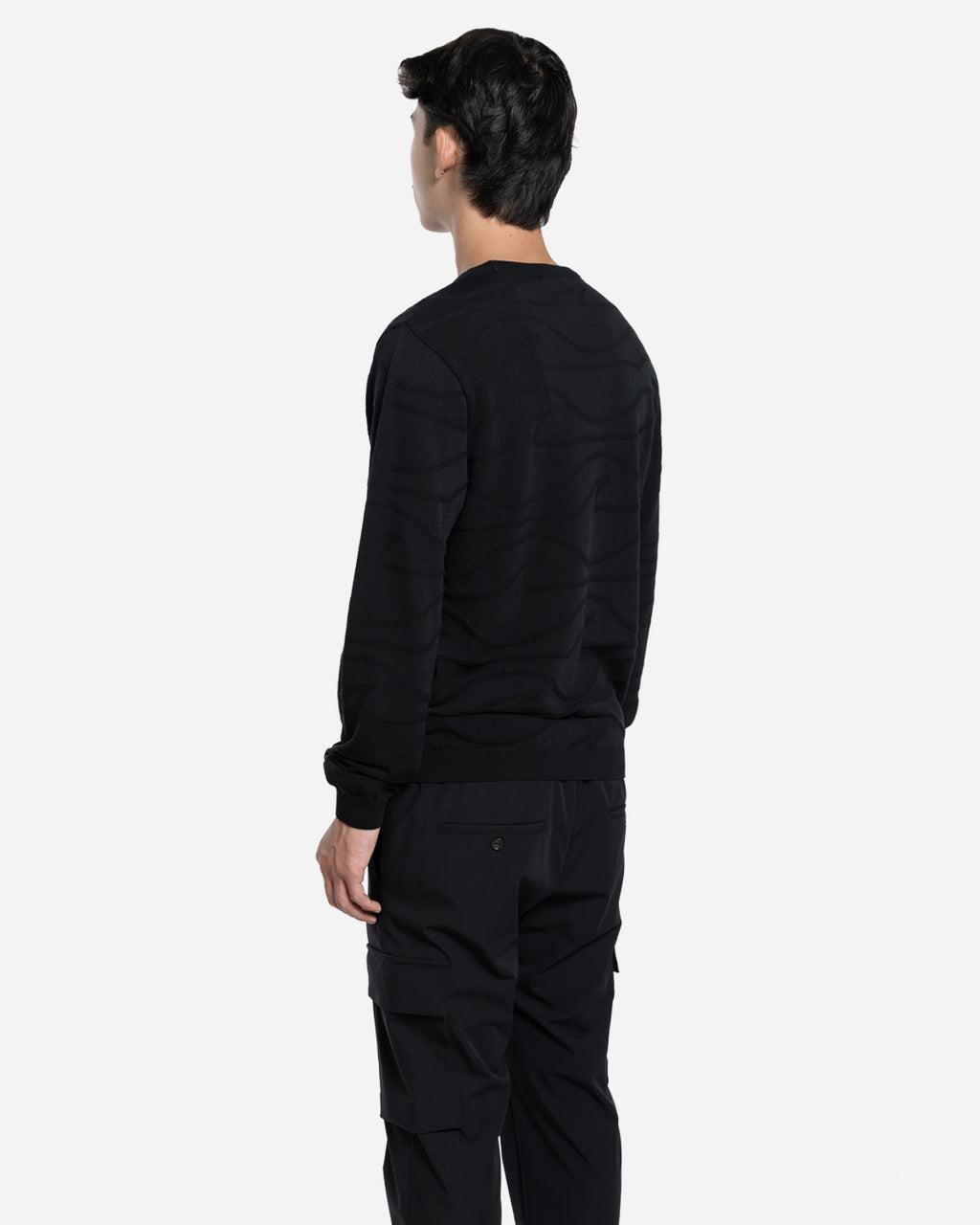 Pull Col Rond en Coton Motif Vagues