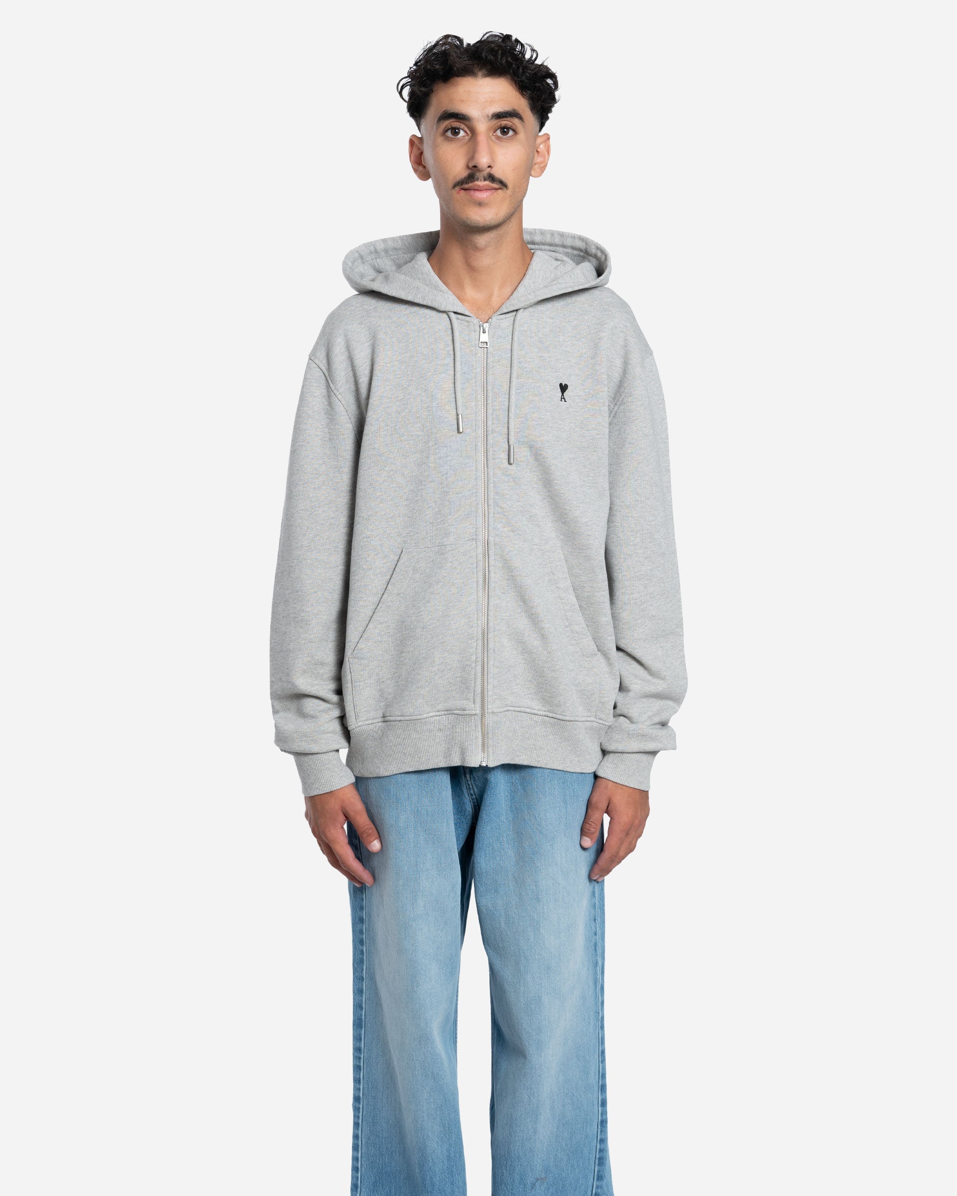 Hoodie Zippé Ami De Coeur En Coton Gris