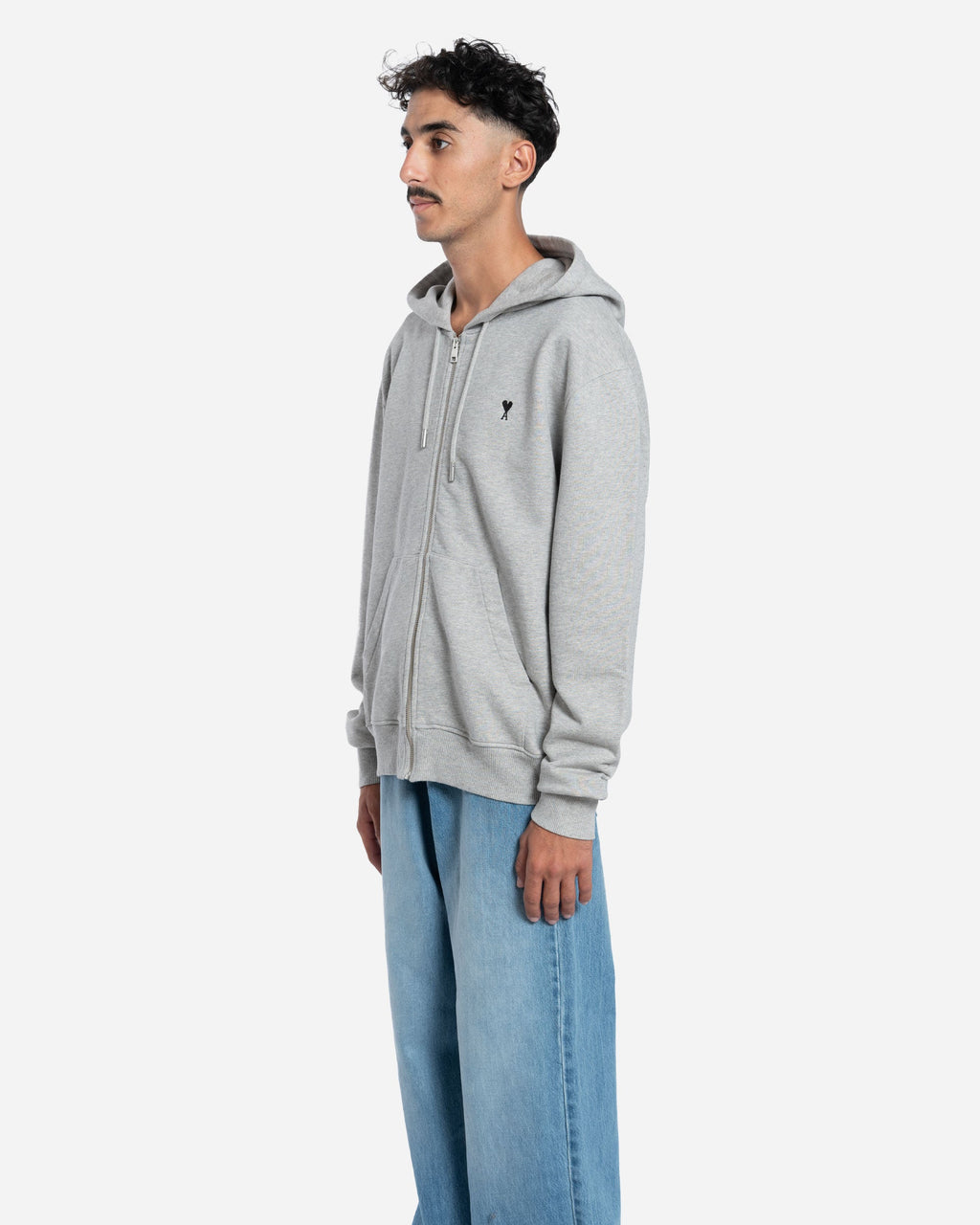 Hoodie Zippé Ami De Coeur En Coton Gris