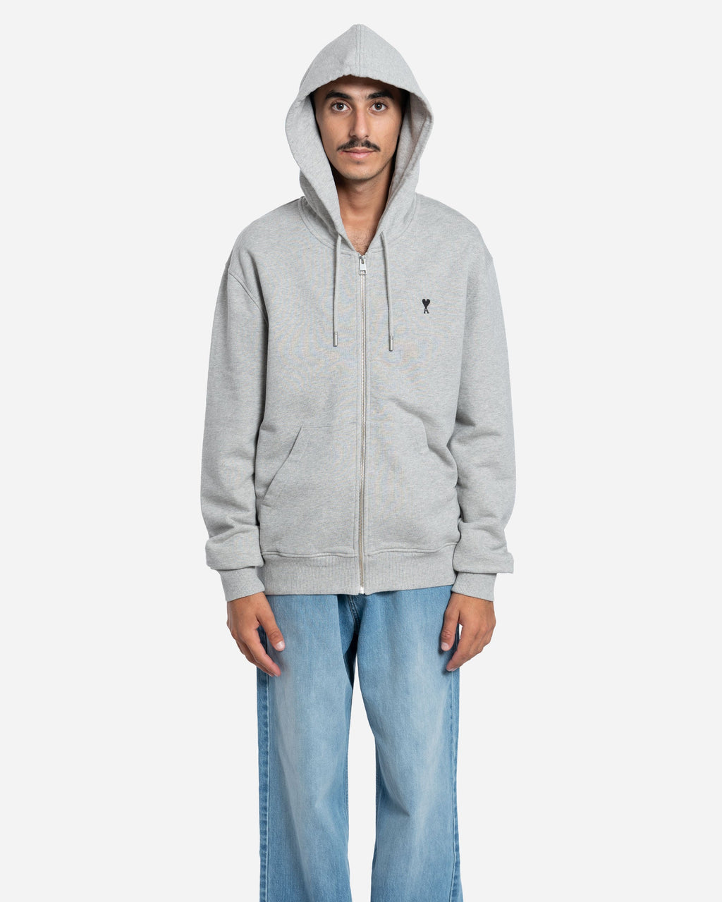 Hoodie Zippé Ami De Coeur En Coton Gris