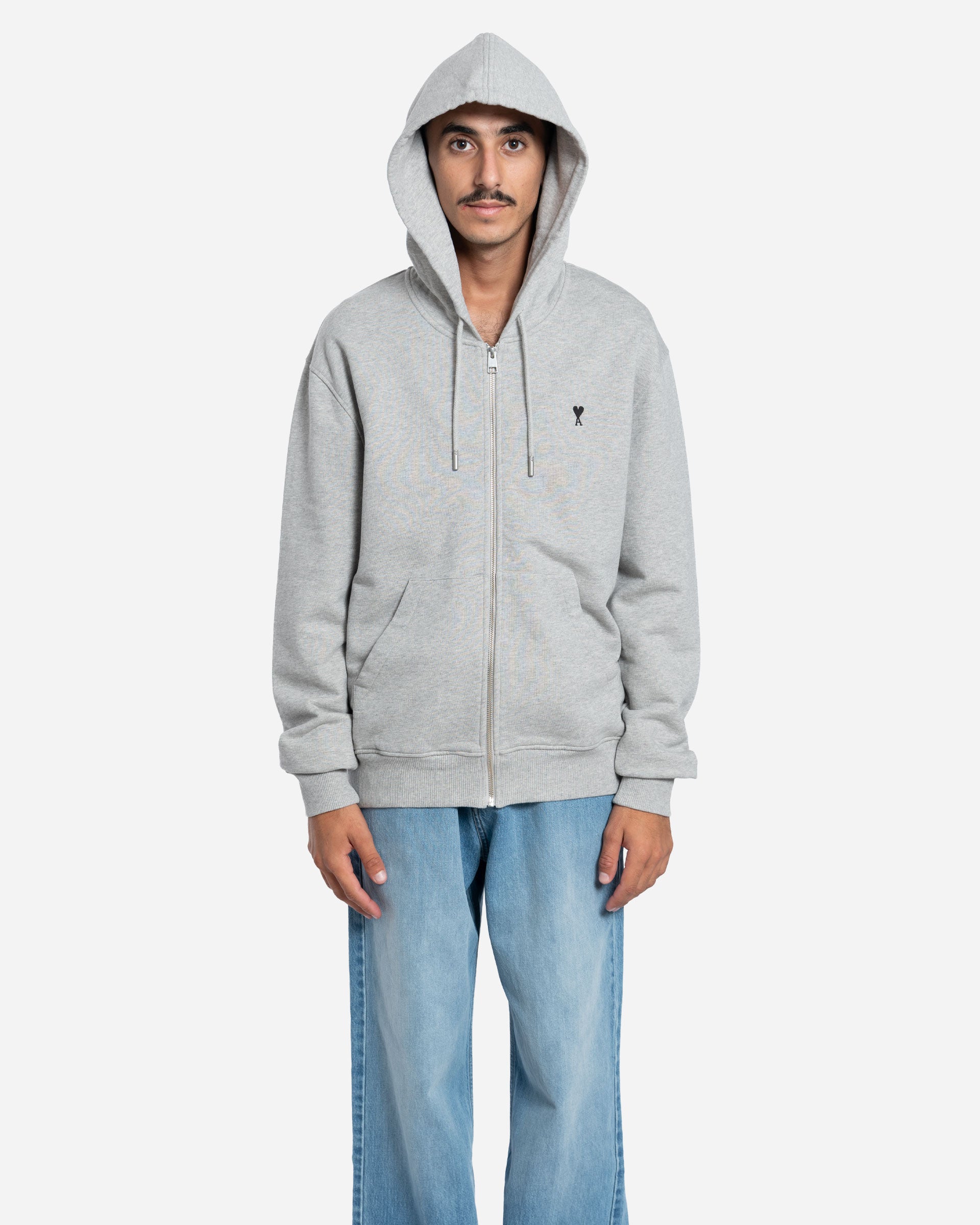 Hoodie Zippé Ami De Coeur En Coton Gris