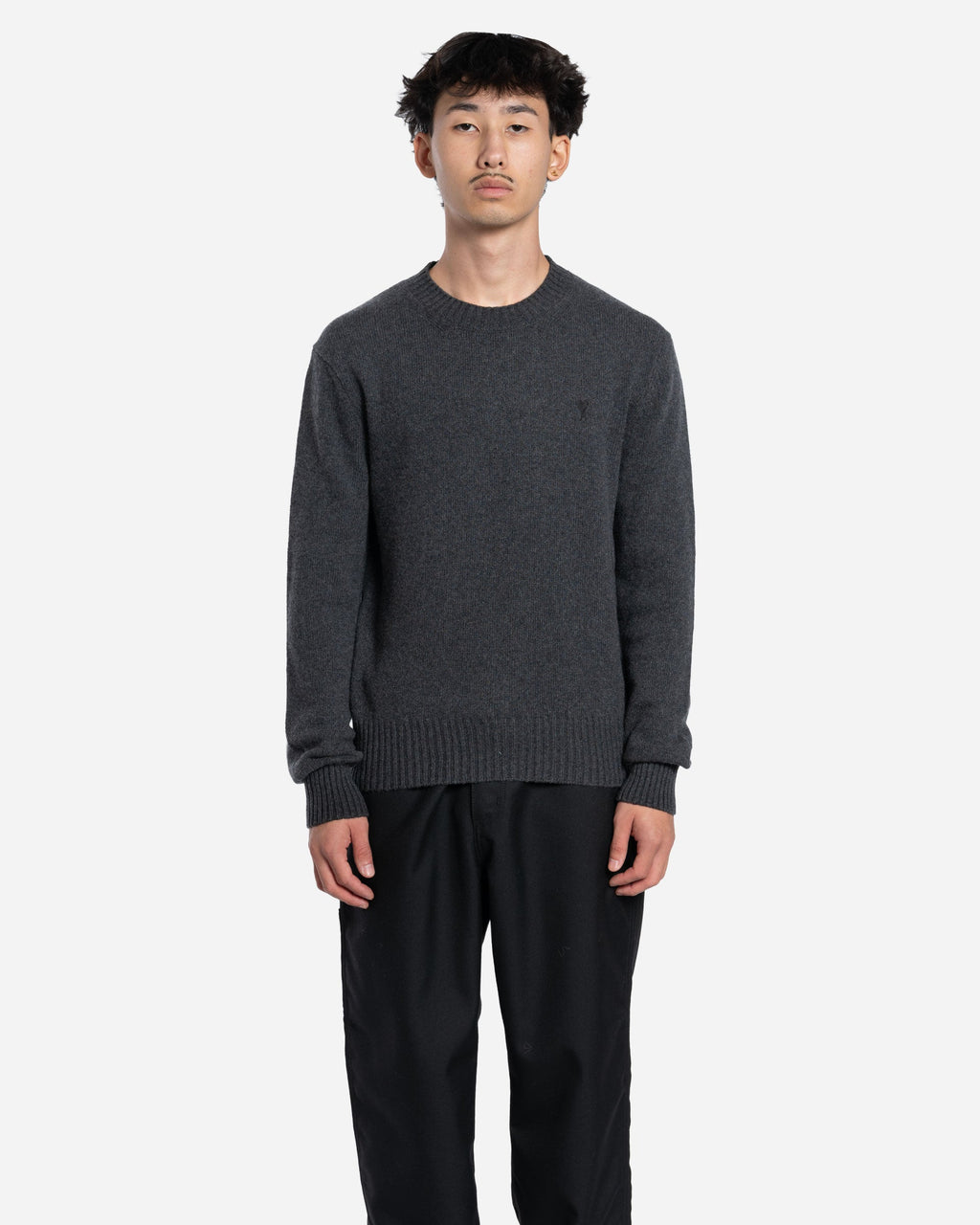 Pull Col Rond Ami de Coeur en Cachemire Anthracite