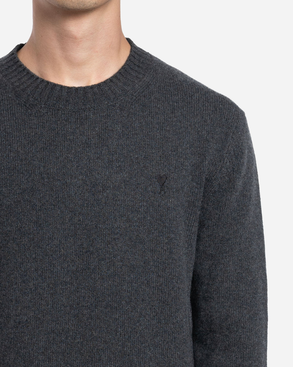 Pull Col Rond Ami de Coeur en Cachemire Anthracite