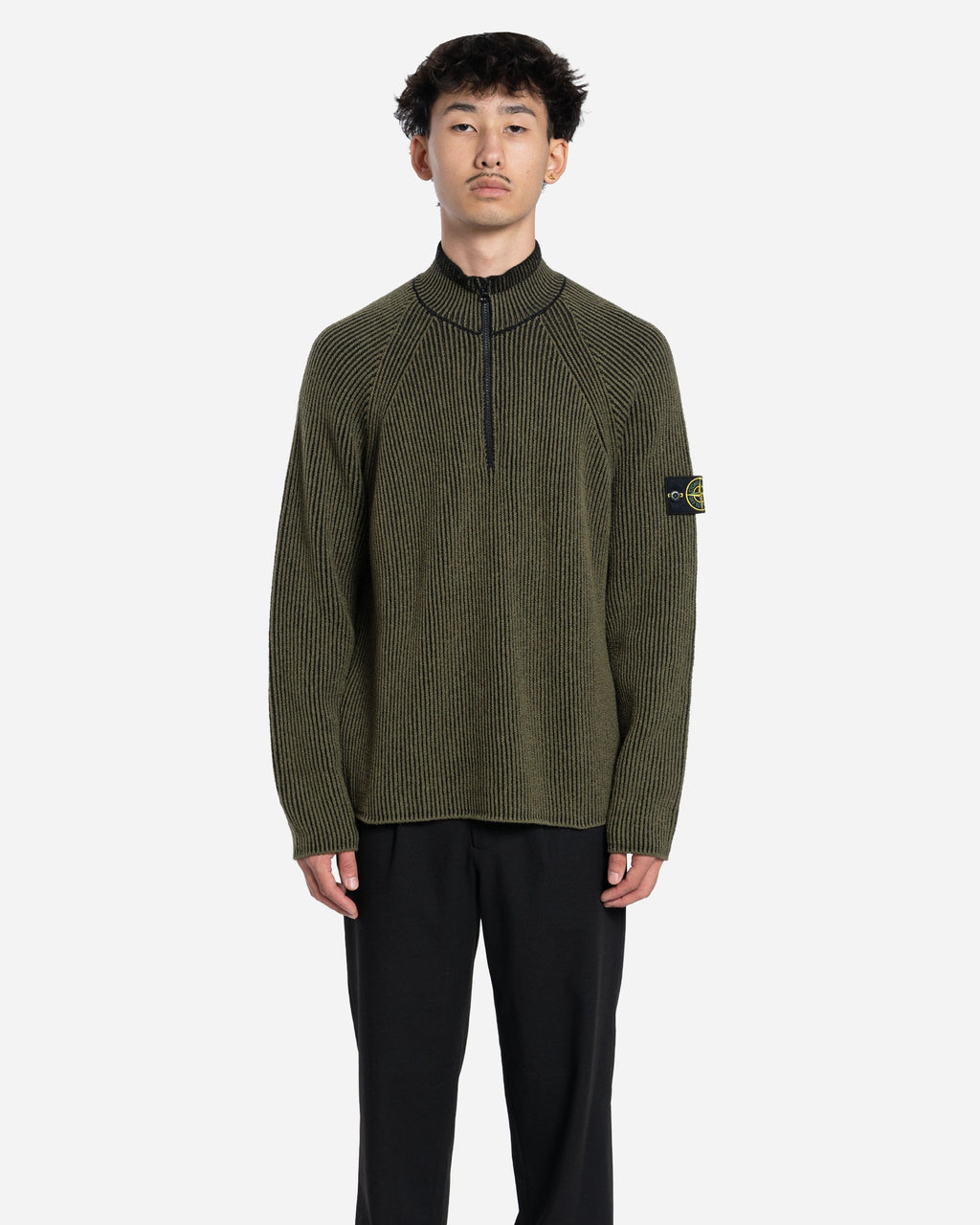 Pull en Maille Zippé LS Vert