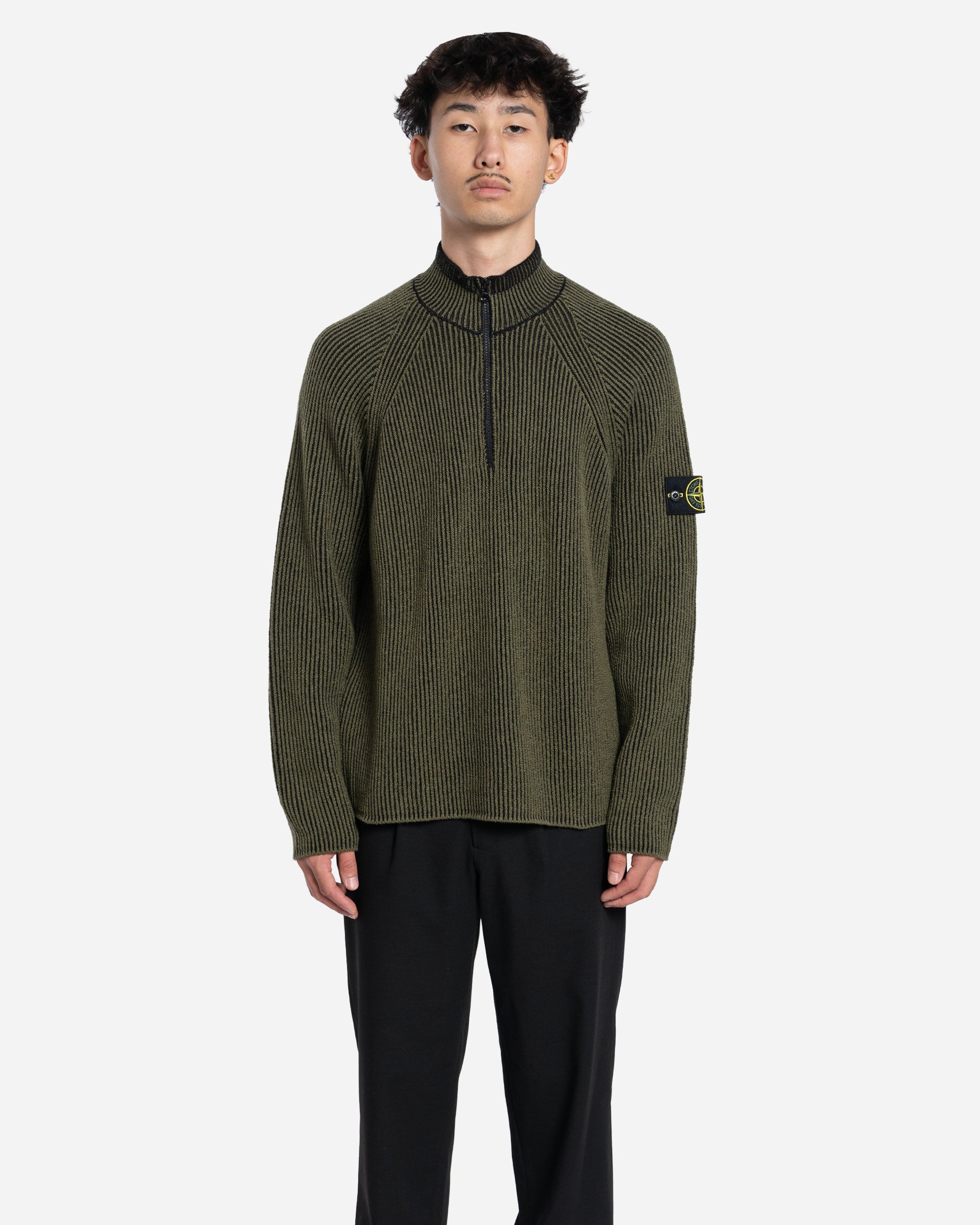 Pull en Maille Zippé LS Vert