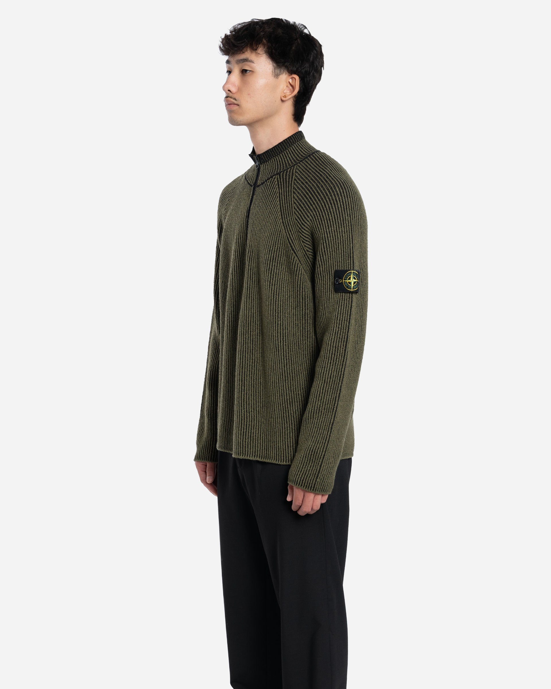 Pull en Maille Zippé LS Vert