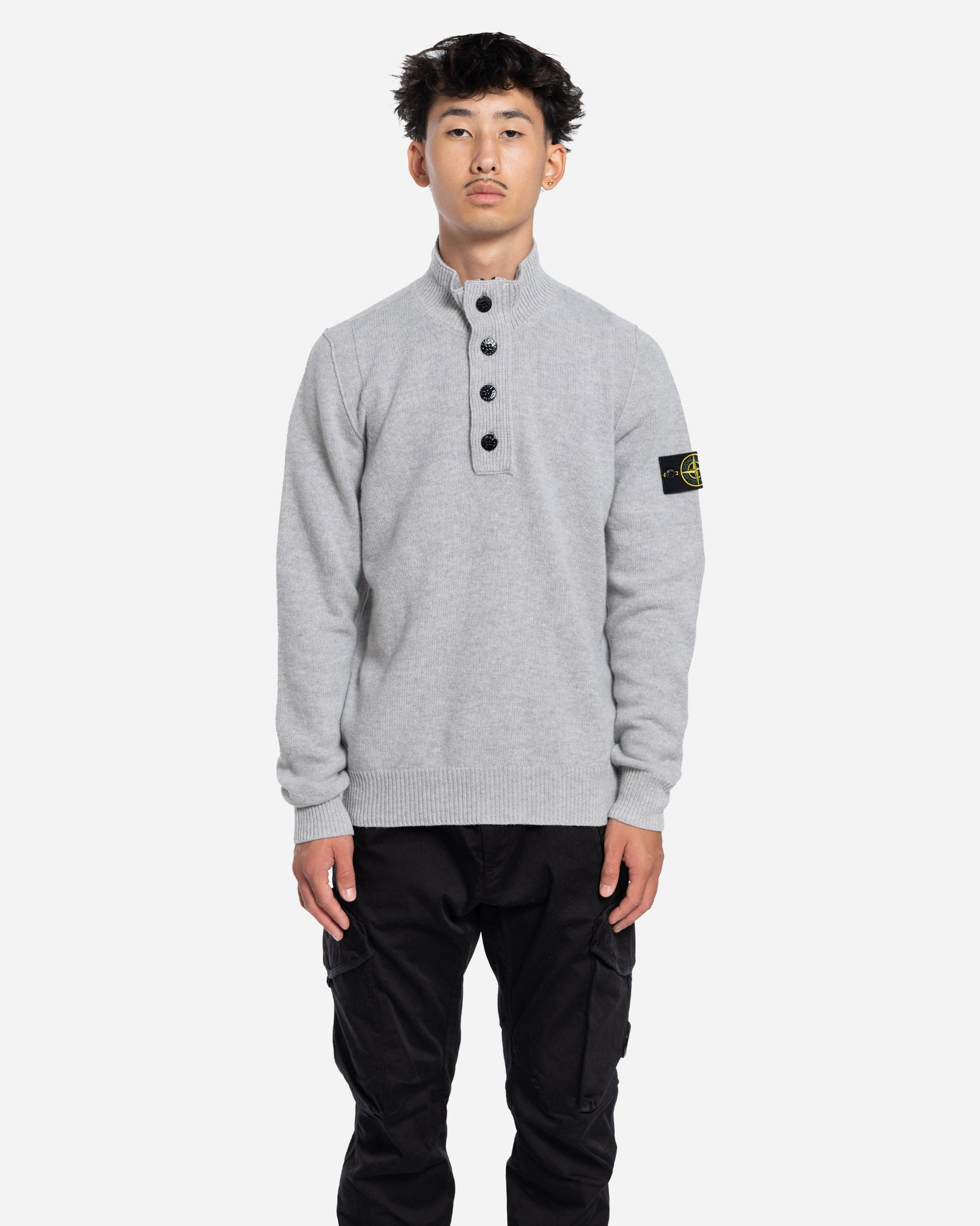 Pull à Glissière Courte en Laine Gris