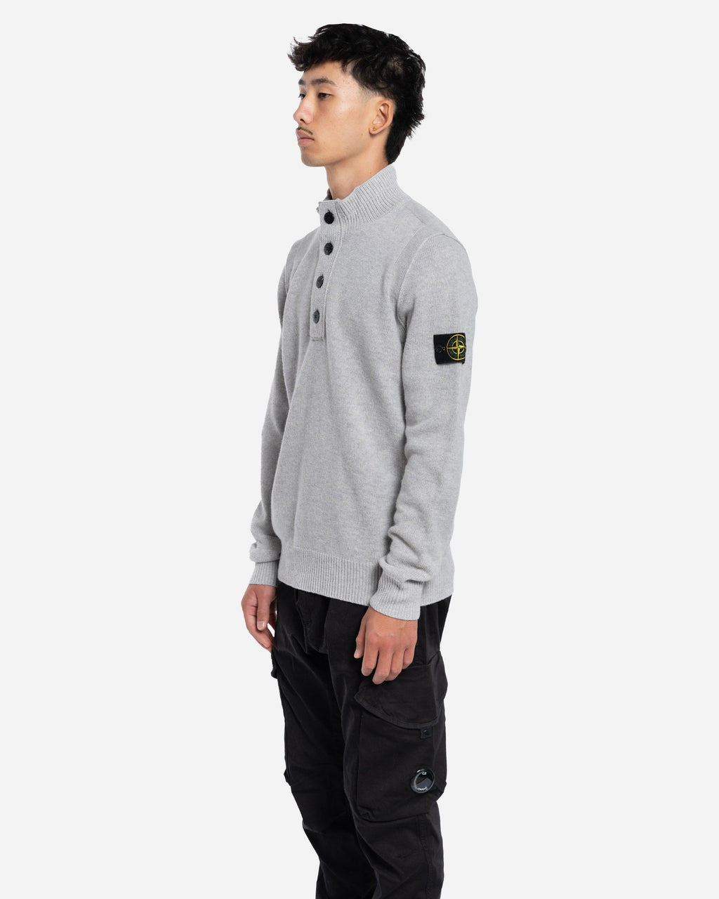 Pull à Glissière Courte en Laine Gris