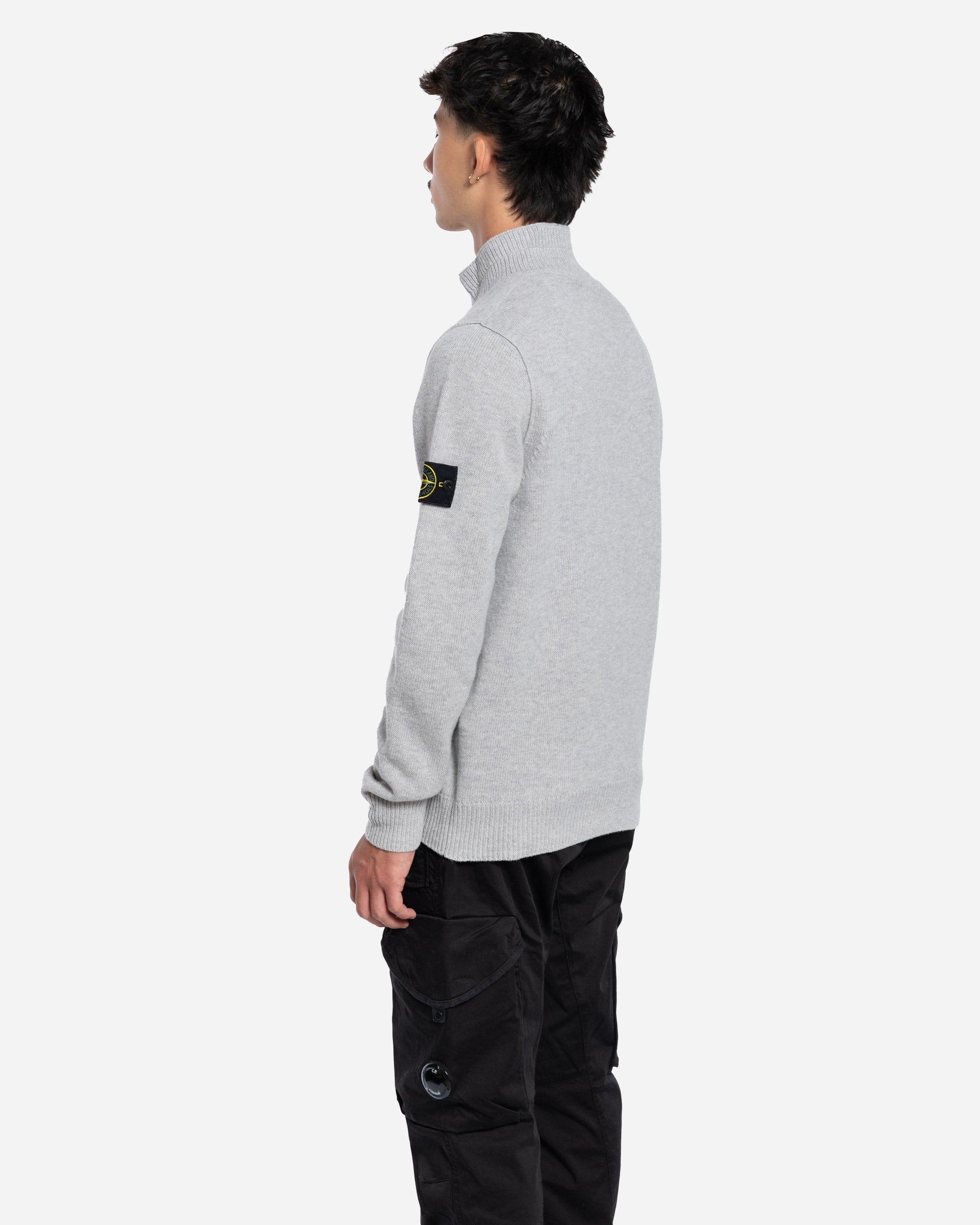 Pull à Glissière Courte en Laine Gris