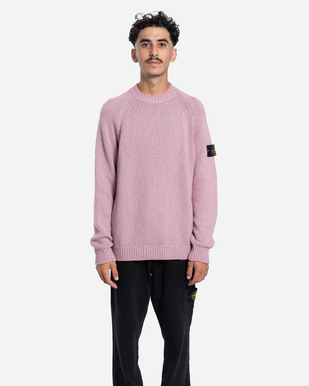 Pull ras-du-Cou en Laine Moulinée Rose