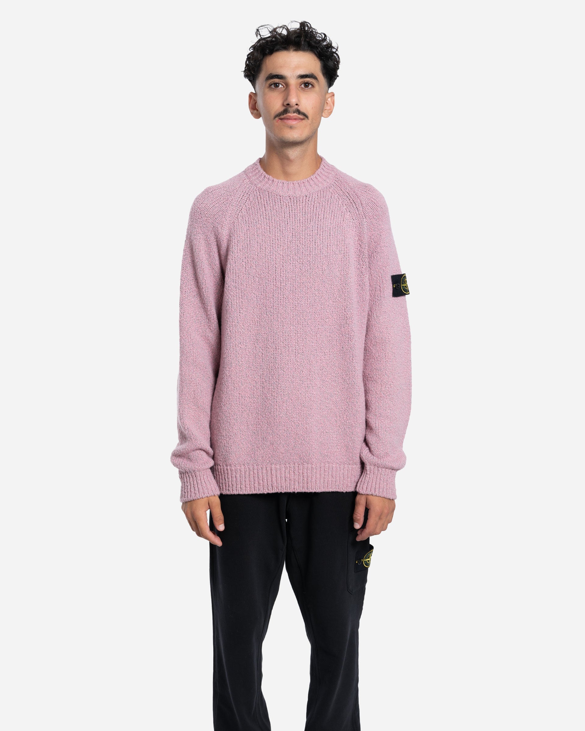 Pull ras-du-Cou en Laine Moulinée Rose