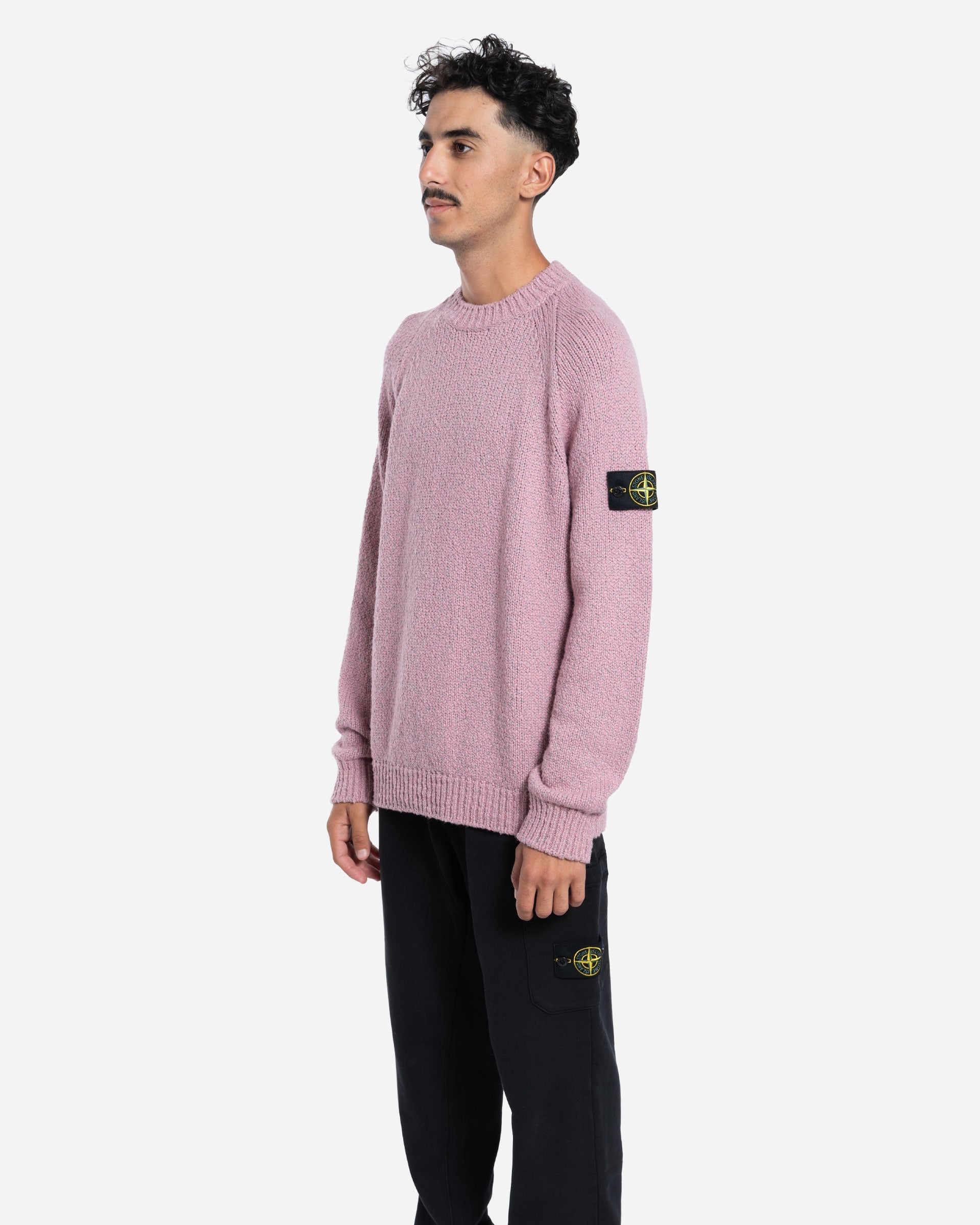 Pull ras-du-Cou en Laine Moulinée Rose