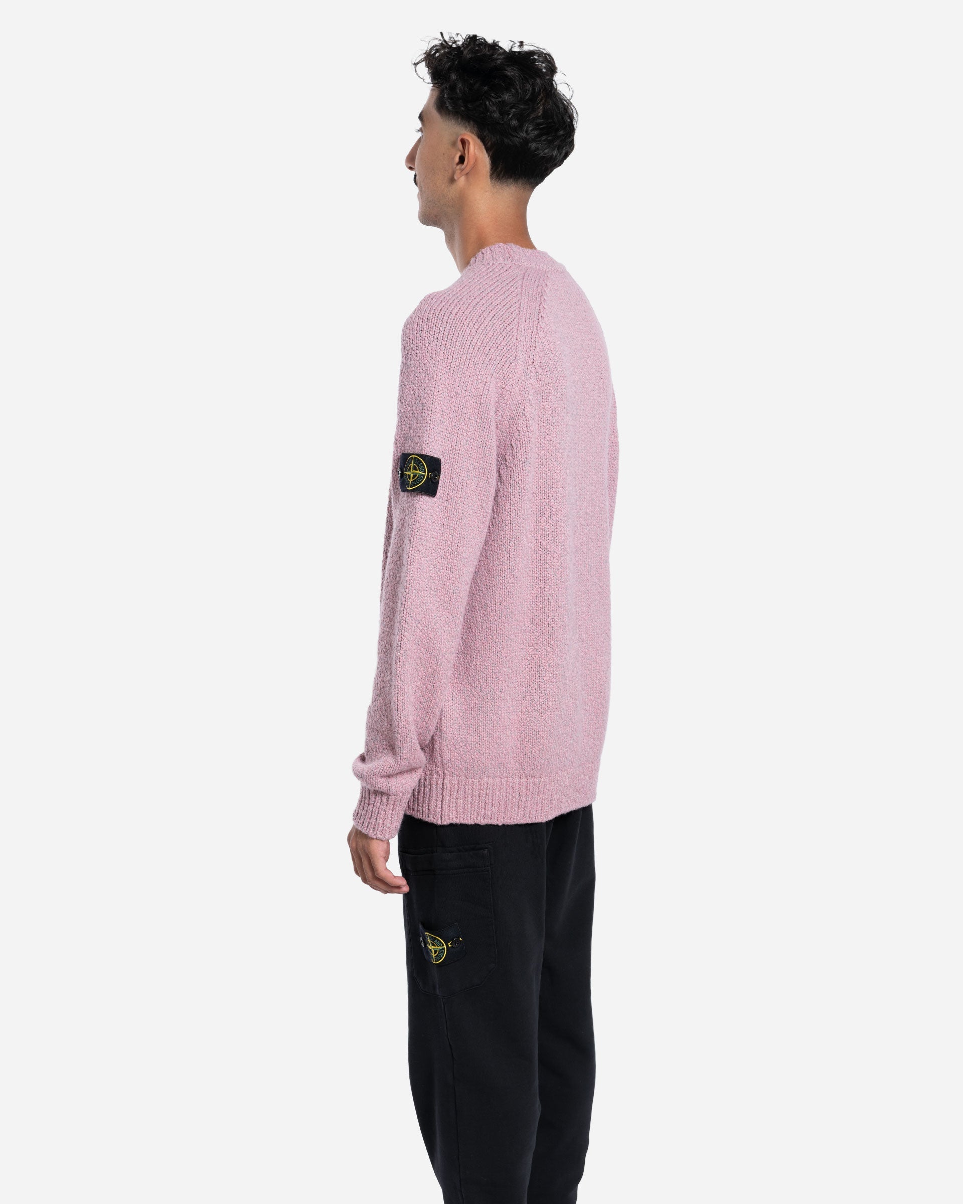 Pull ras-du-Cou en Laine Moulinée Rose