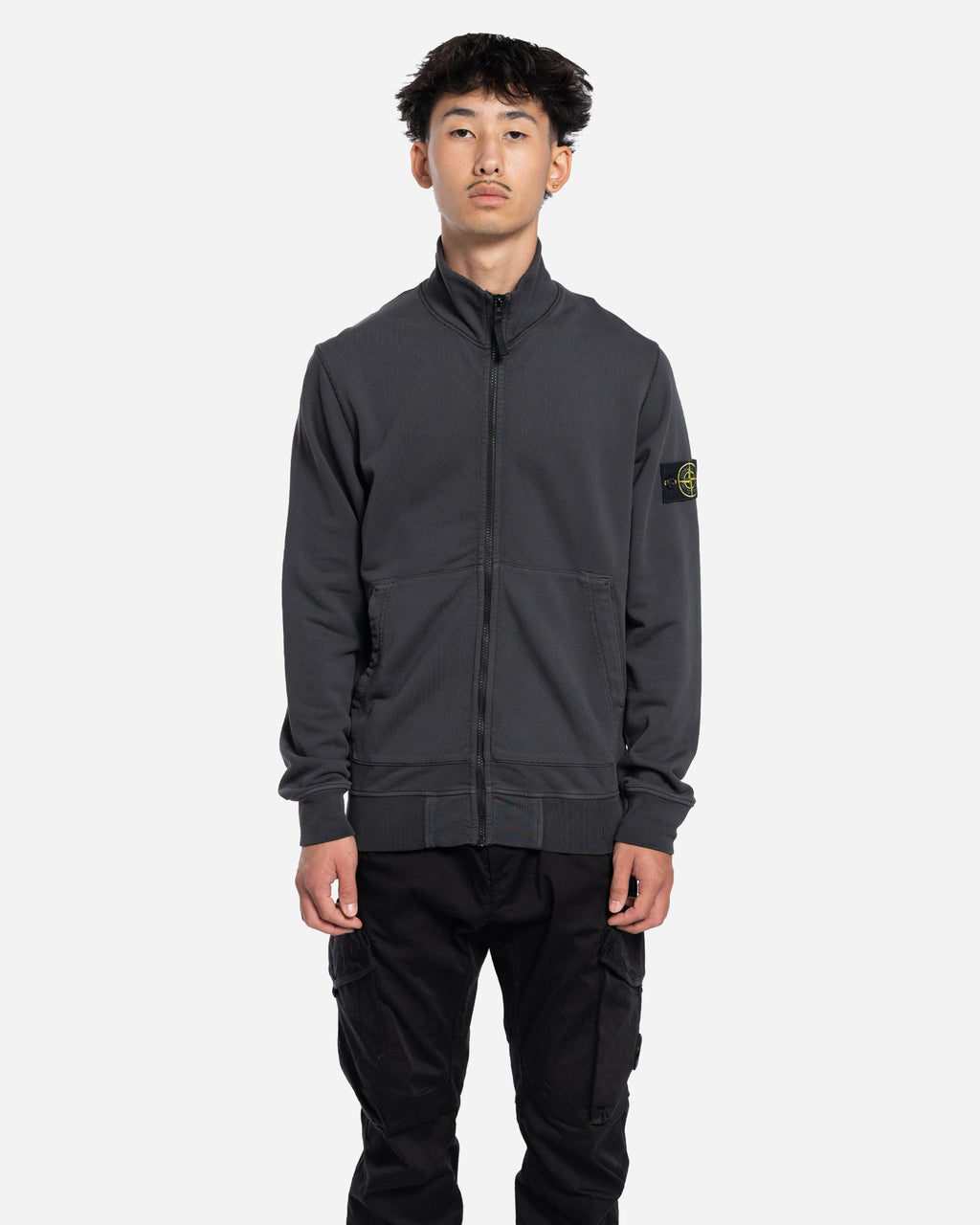 Sweatshirt Zippé à Poches Plaquées