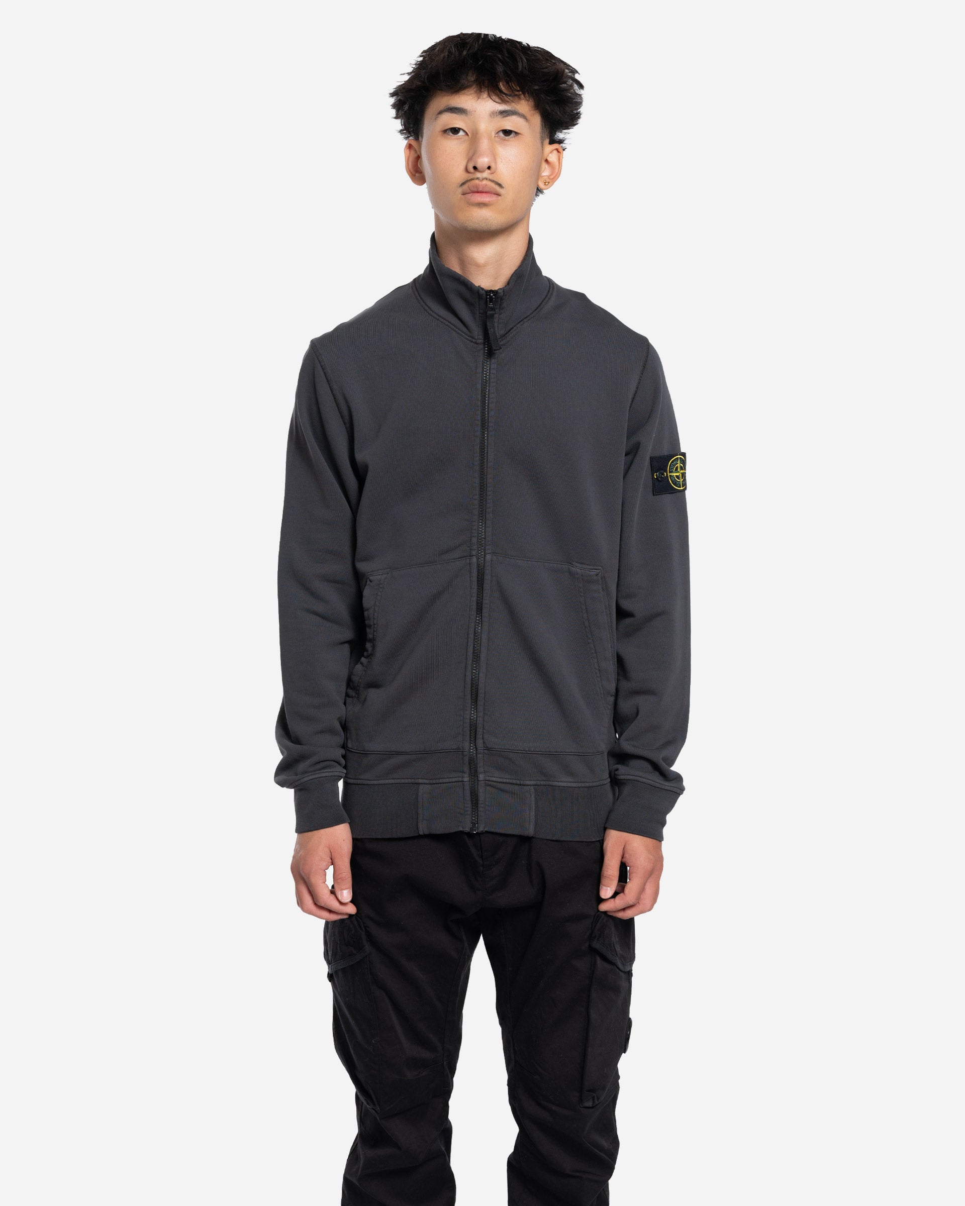 Sweatshirt Zippé à Poches Plaquées