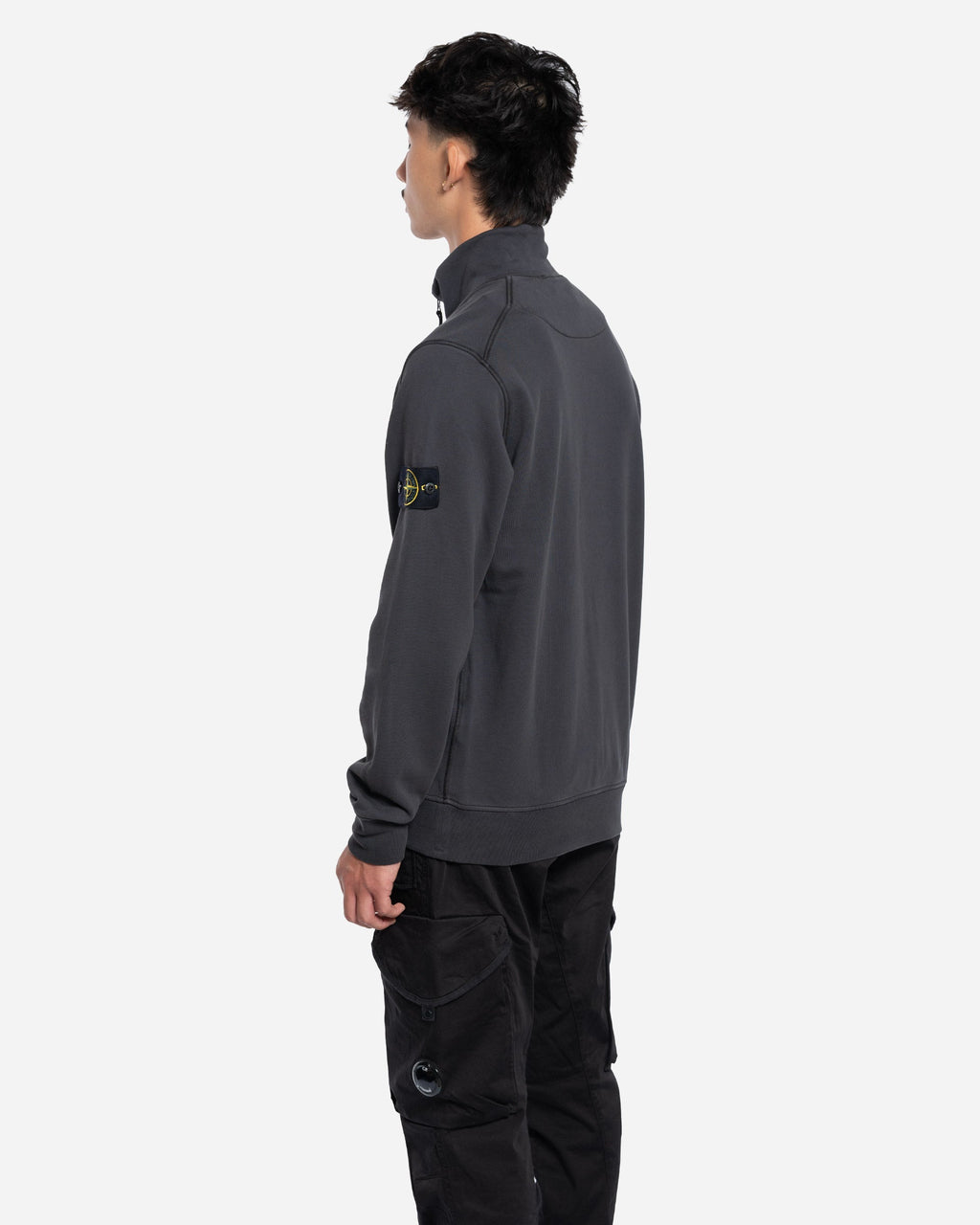 Sweatshirt Zippé à Poches Plaquées