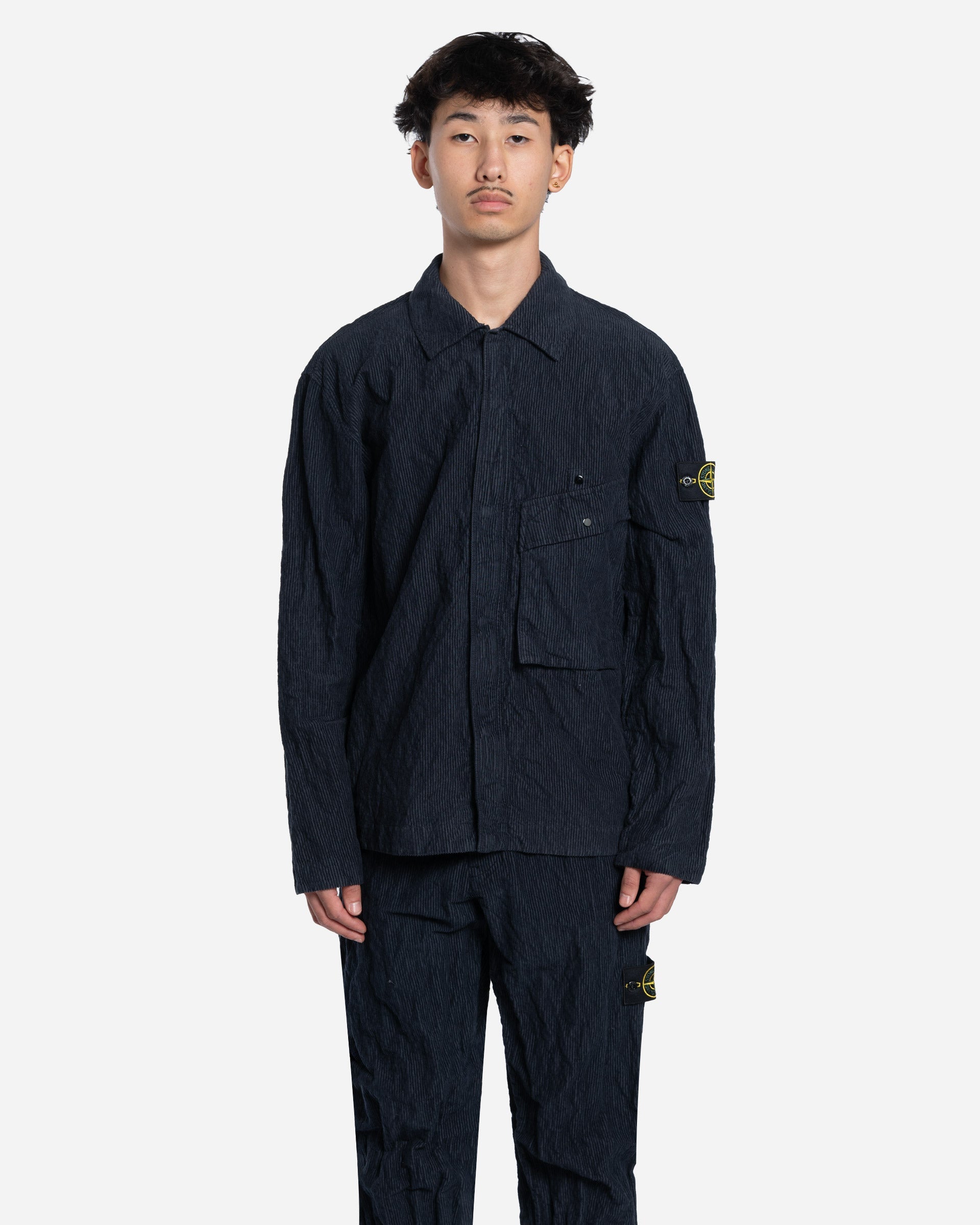 Surchemise en Velours Côtelé Bleu Marine