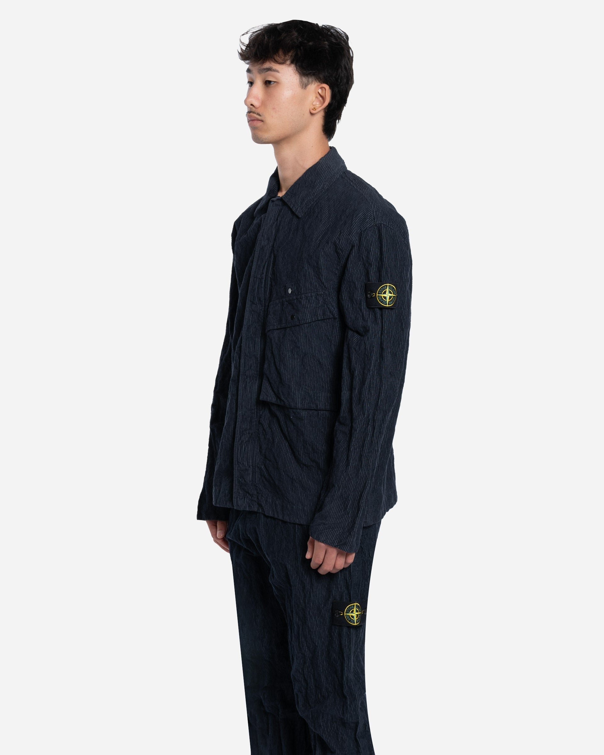 Surchemise en Velours Côtelé Bleu Marine