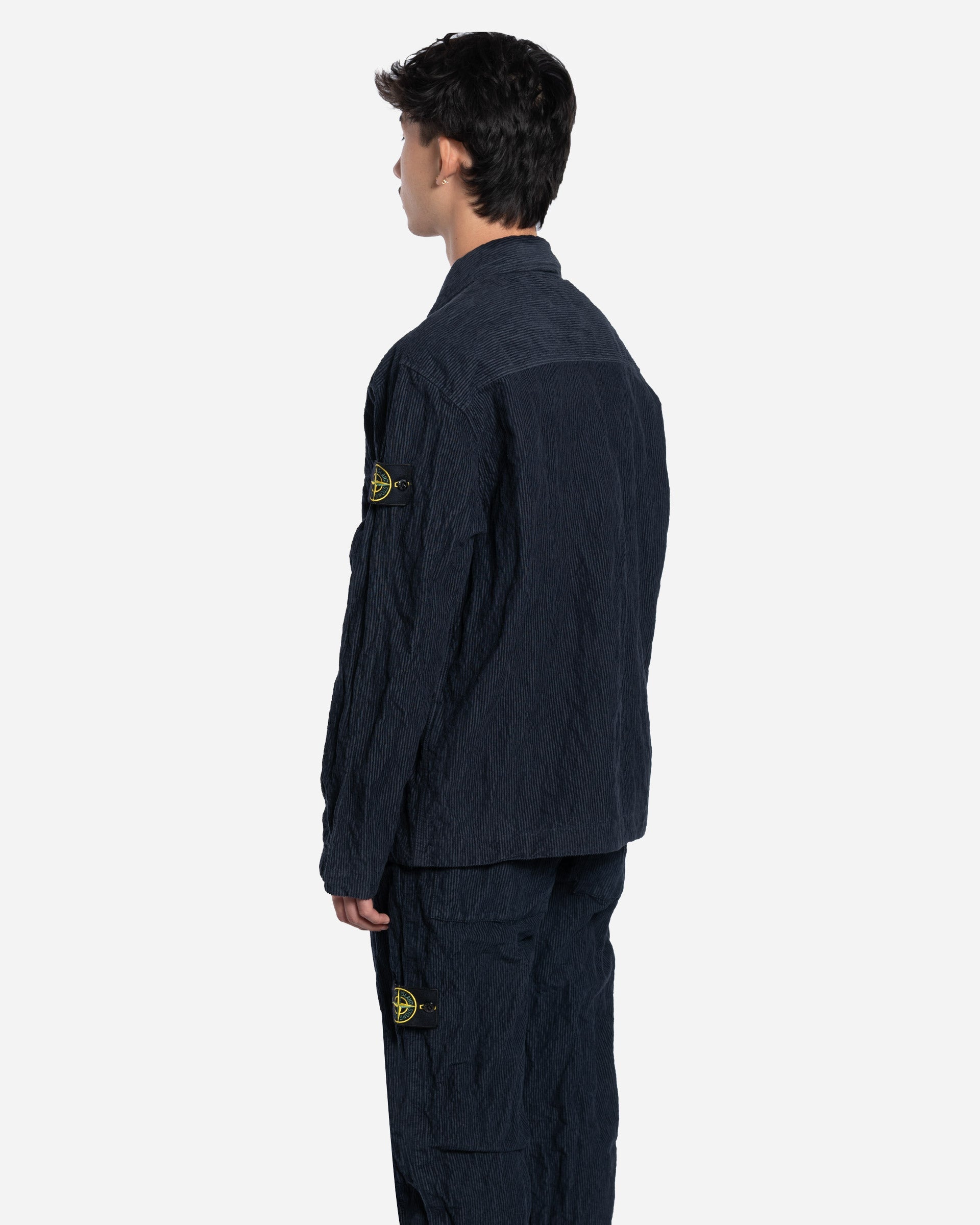 Surchemise en Velours Côtelé Bleu Marine